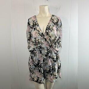 Lush Floral Wrap Romper Size L